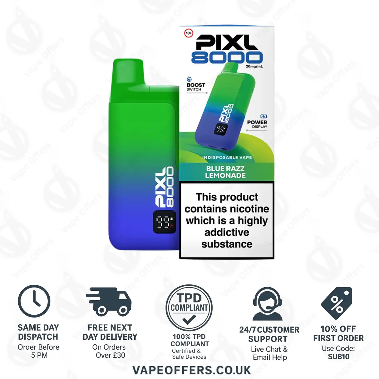 Pixl 8000 Puffs Vape Kit Blue Razz Lemonade 
