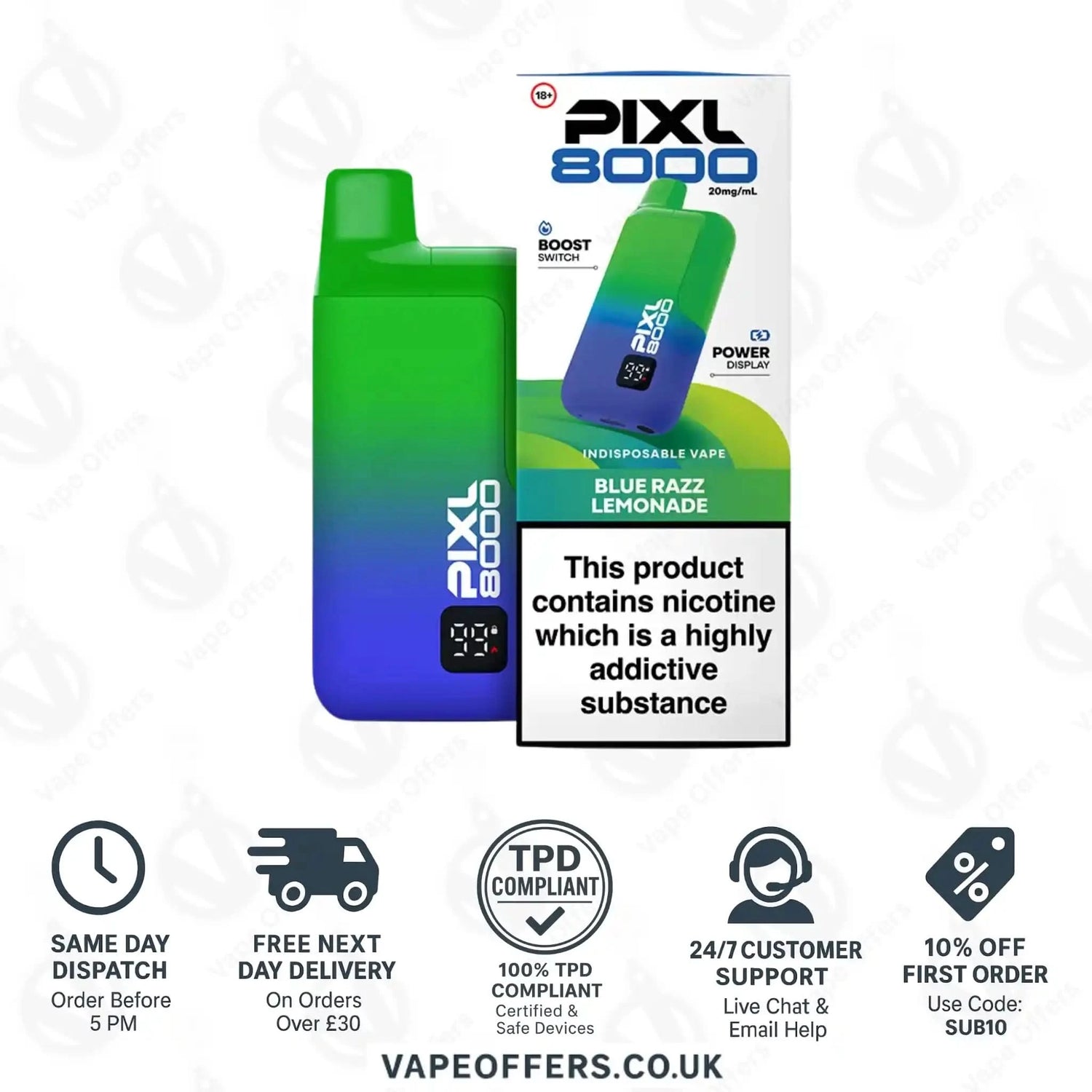 Pixl 8000 Puffs Vape Kit Blue Razz Lemonade  