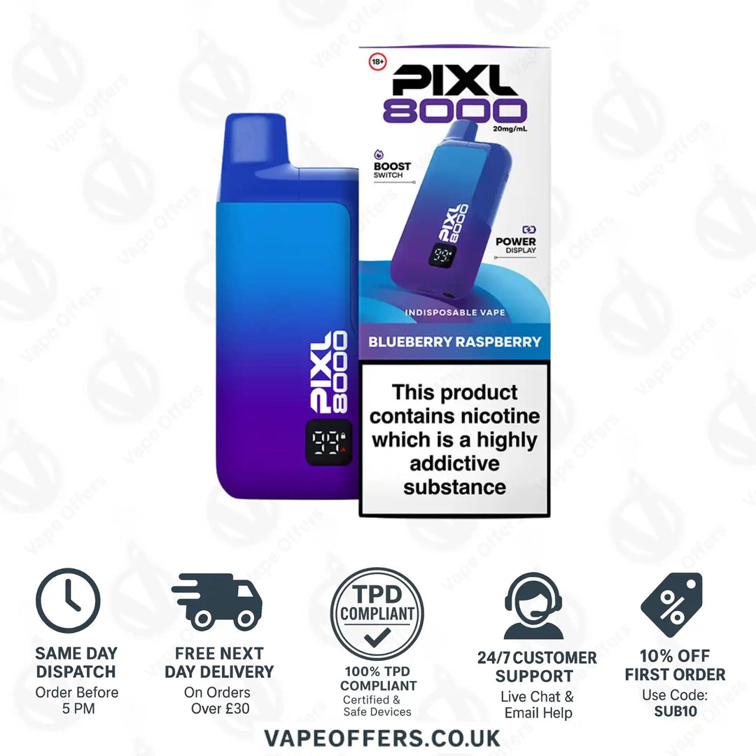 Pixl 8000 Puffs Vape Kit Blueberry Raspberry 