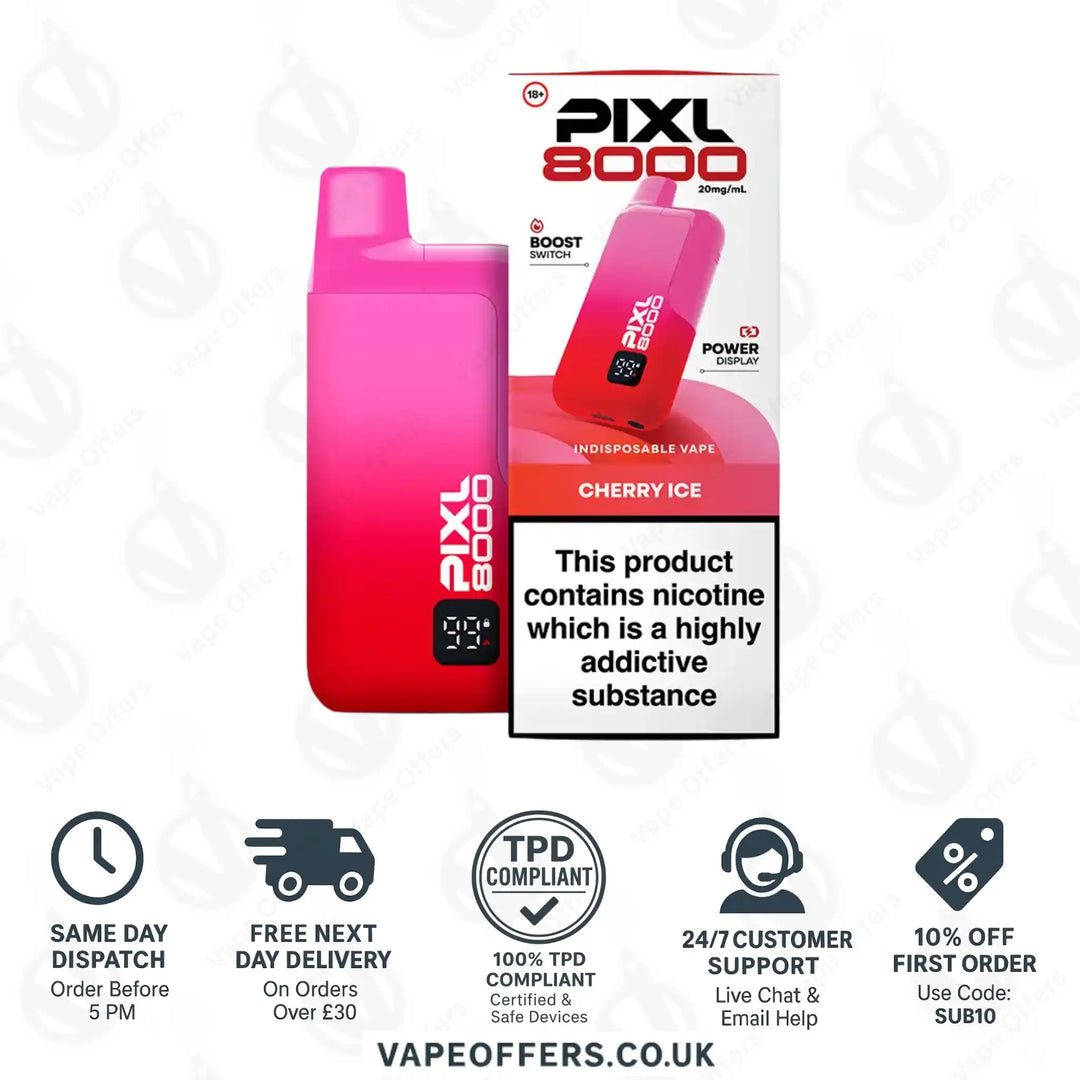 Pixl 8000 Puffs Vape Kit Cherry Ice 