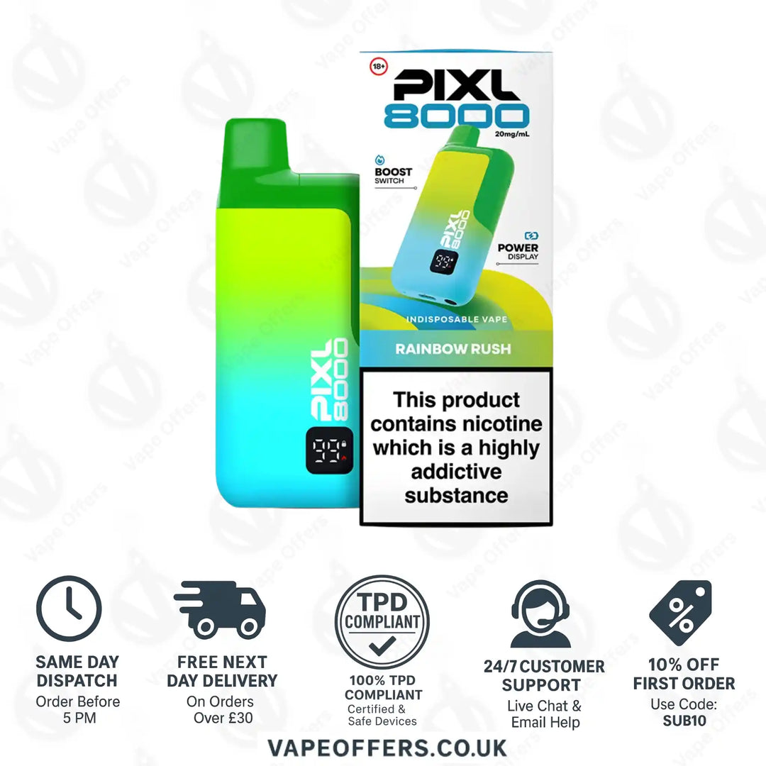 Pixl 8000 Puffs Vape Kit Rainbow Rush  