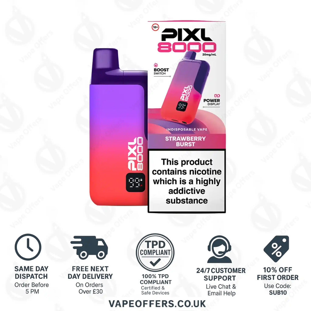 Pixl 8000 Puffs Vape Kit Strawberry Burst  