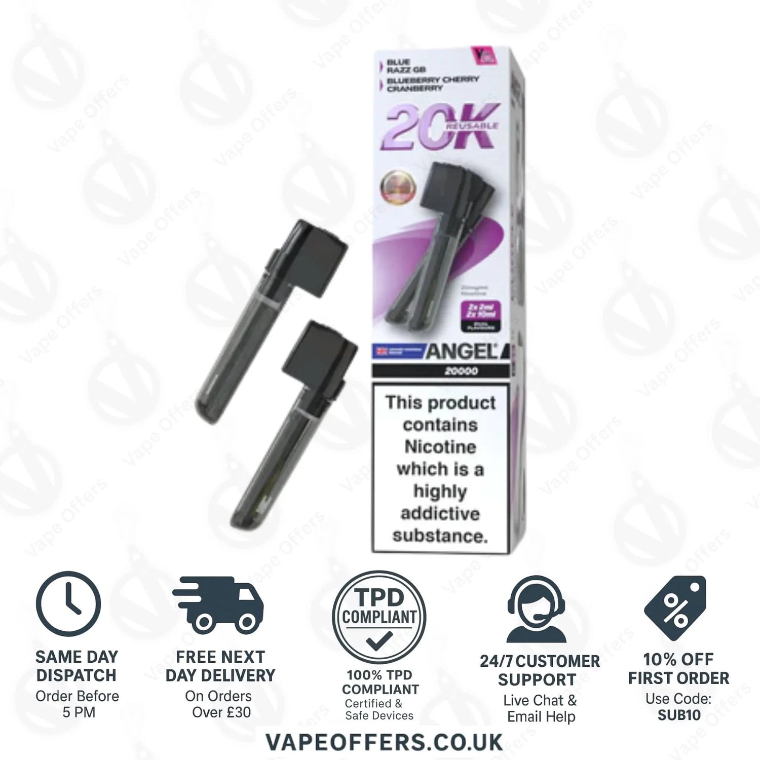 Purple Edition Vapes Bars Angel 20k Prefilled Dual Pod 