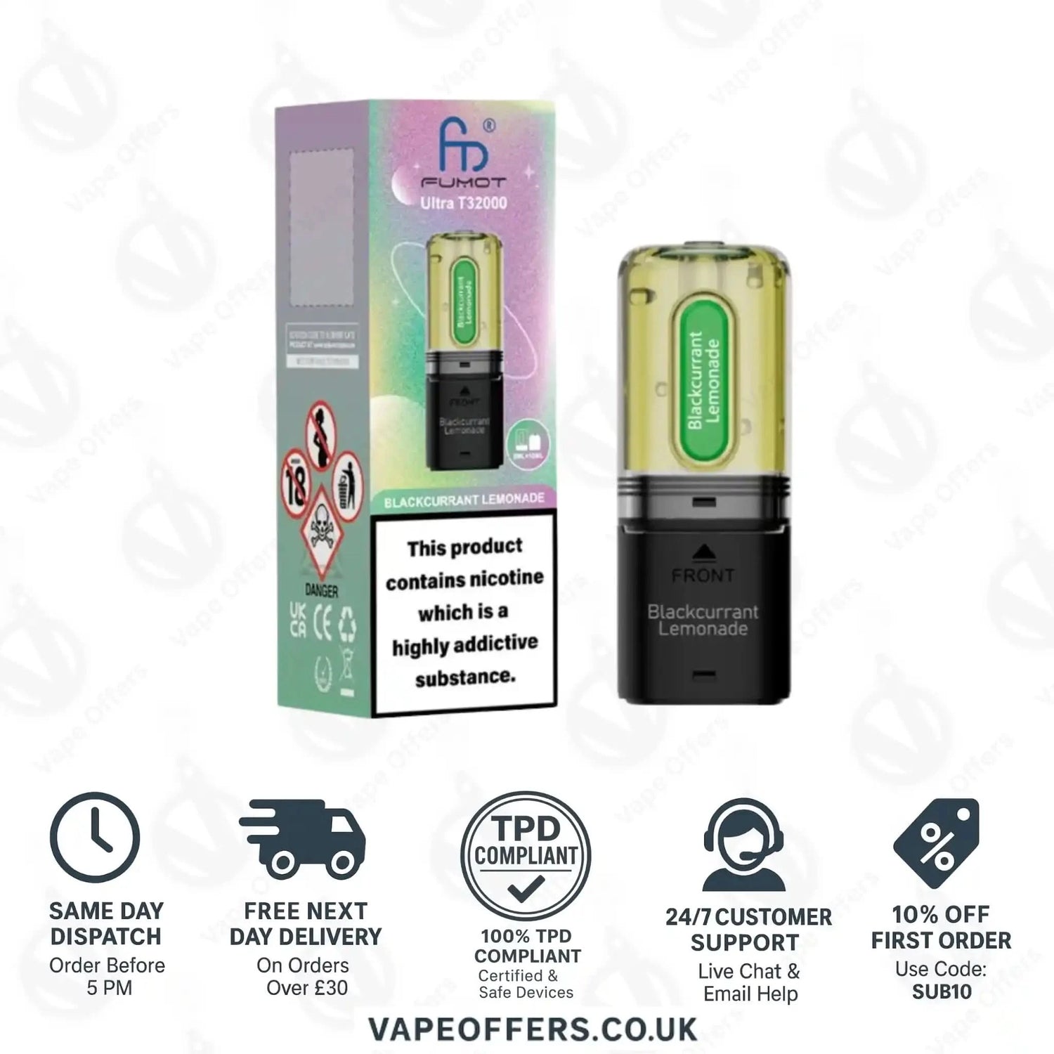 RandM Fumot Ultra T32K Prefilled Pods Blackcurrant Lemonade 