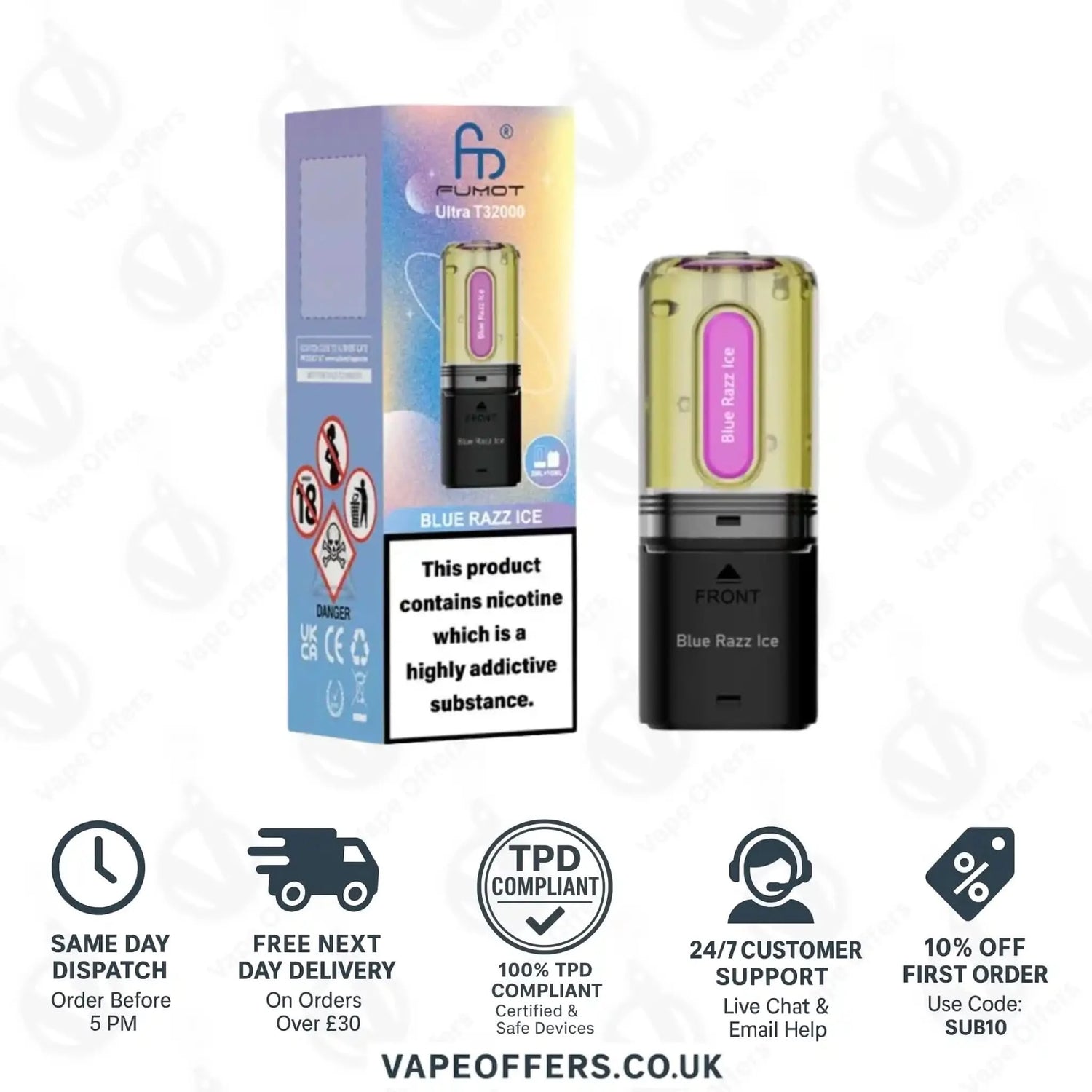 RandM Fumot Ultra T32K Prefilled Pods Blue Razz Ice 