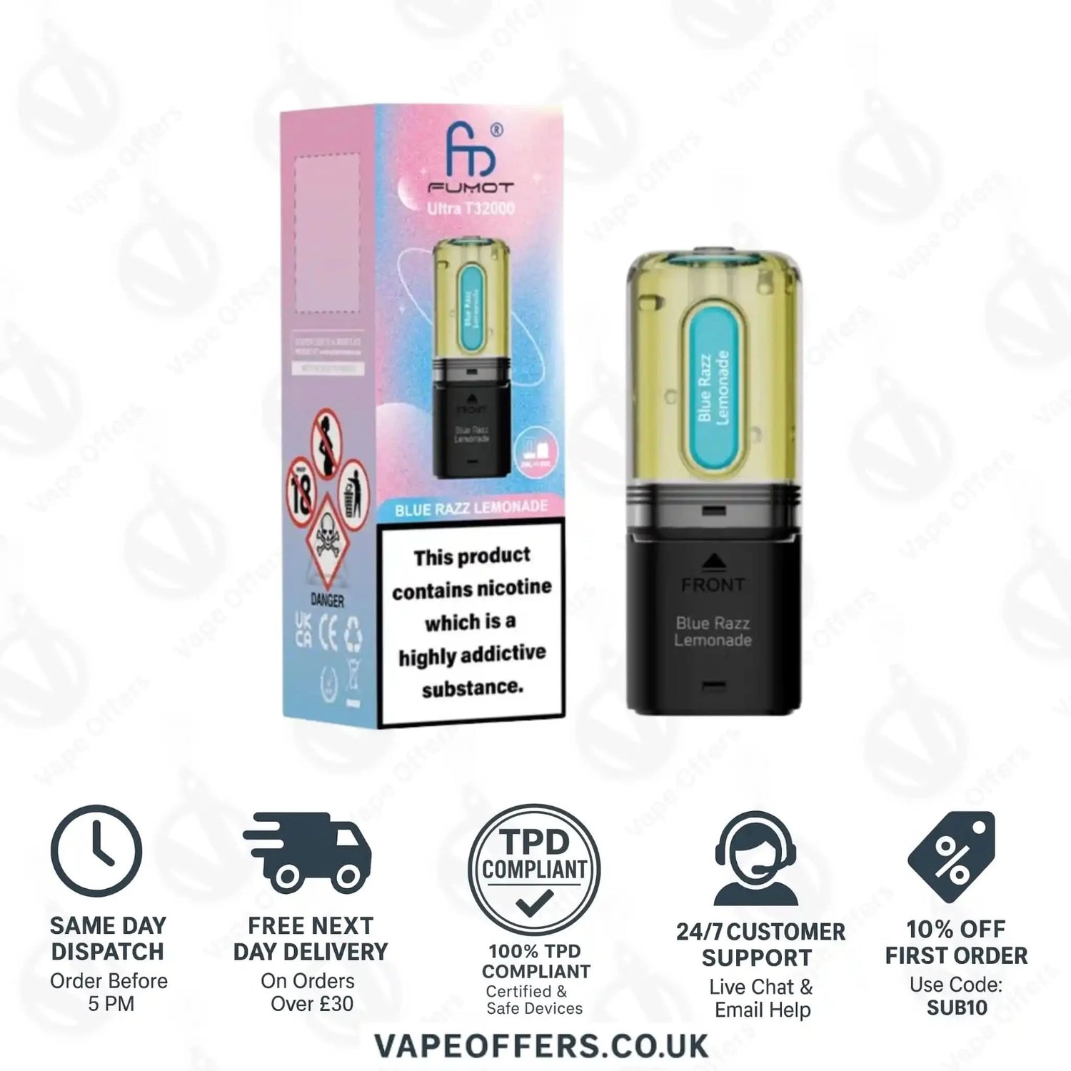 RandM Fumot Ultra T32K Prefilled Pods Blue Razz Lemonade 