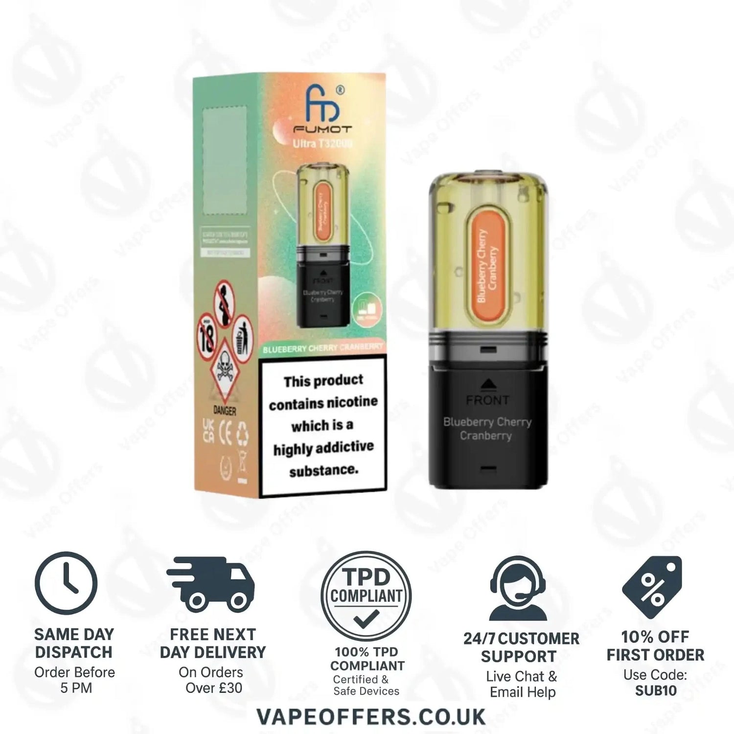 RandM Fumot Ultra T32K Prefilled Pods Blueberry Cherry Cranberry 