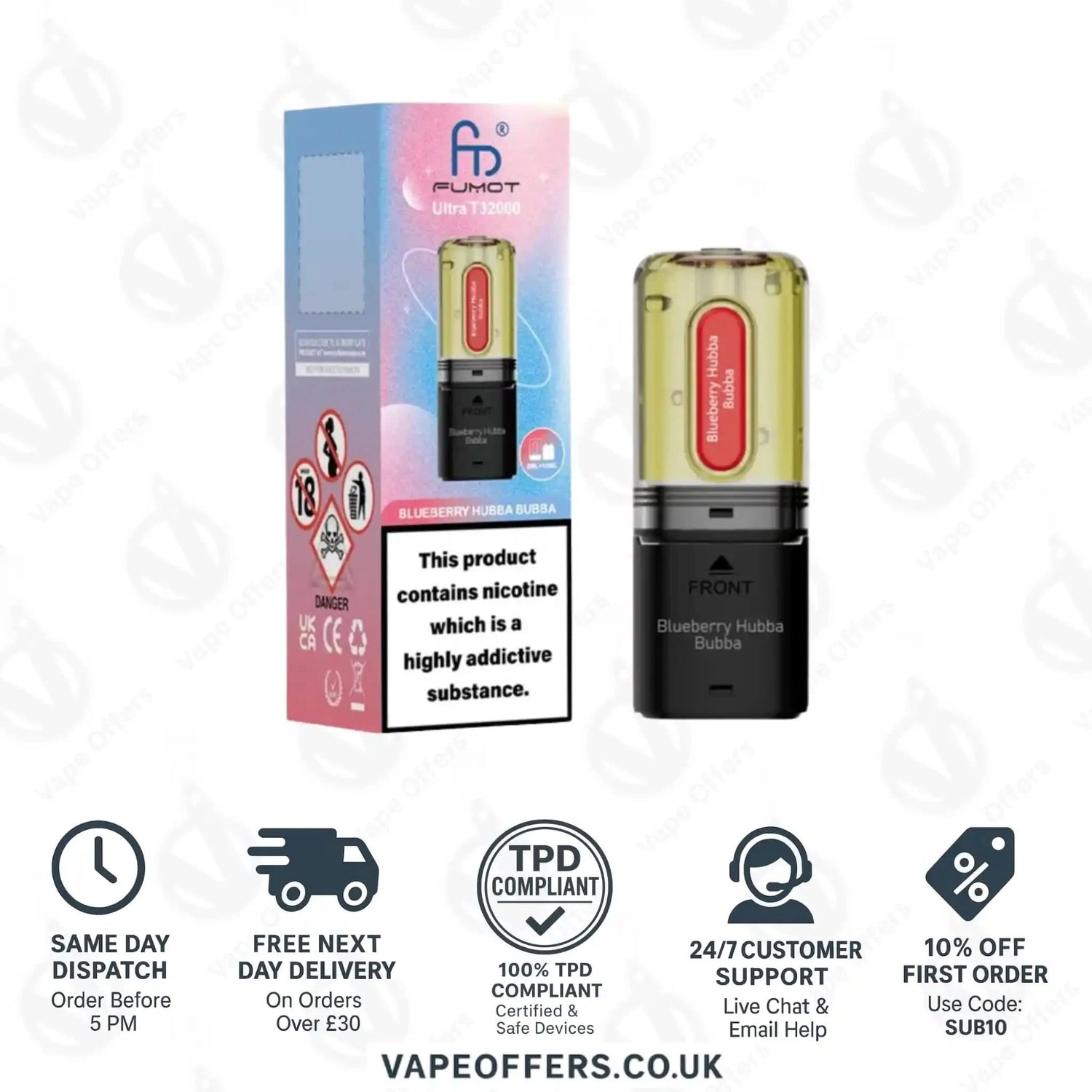 RandM Fumot Ultra T32K Prefilled Pods Blueberry Hubba Bubba 