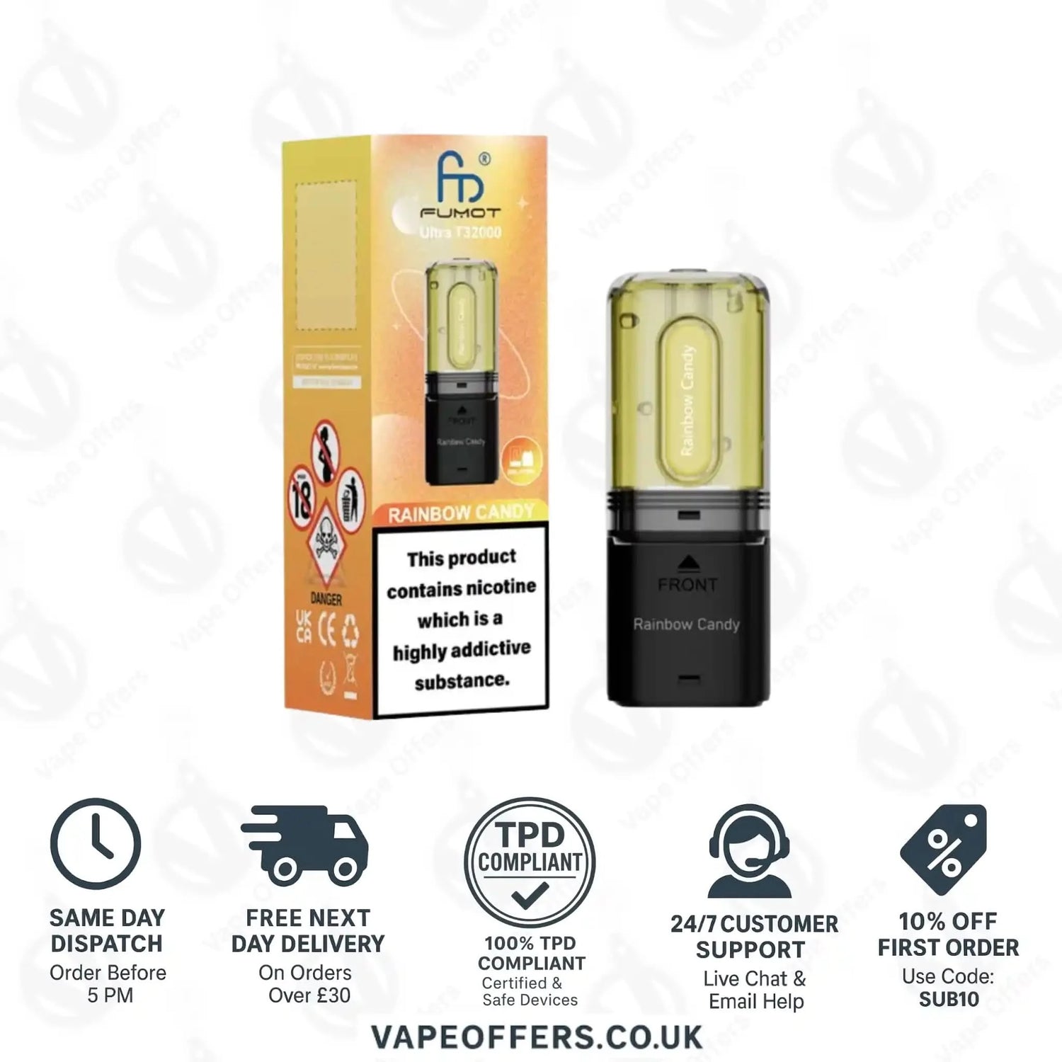 RandM Fumot Ultra T32K Prefilled Pods Rainbow Candy 