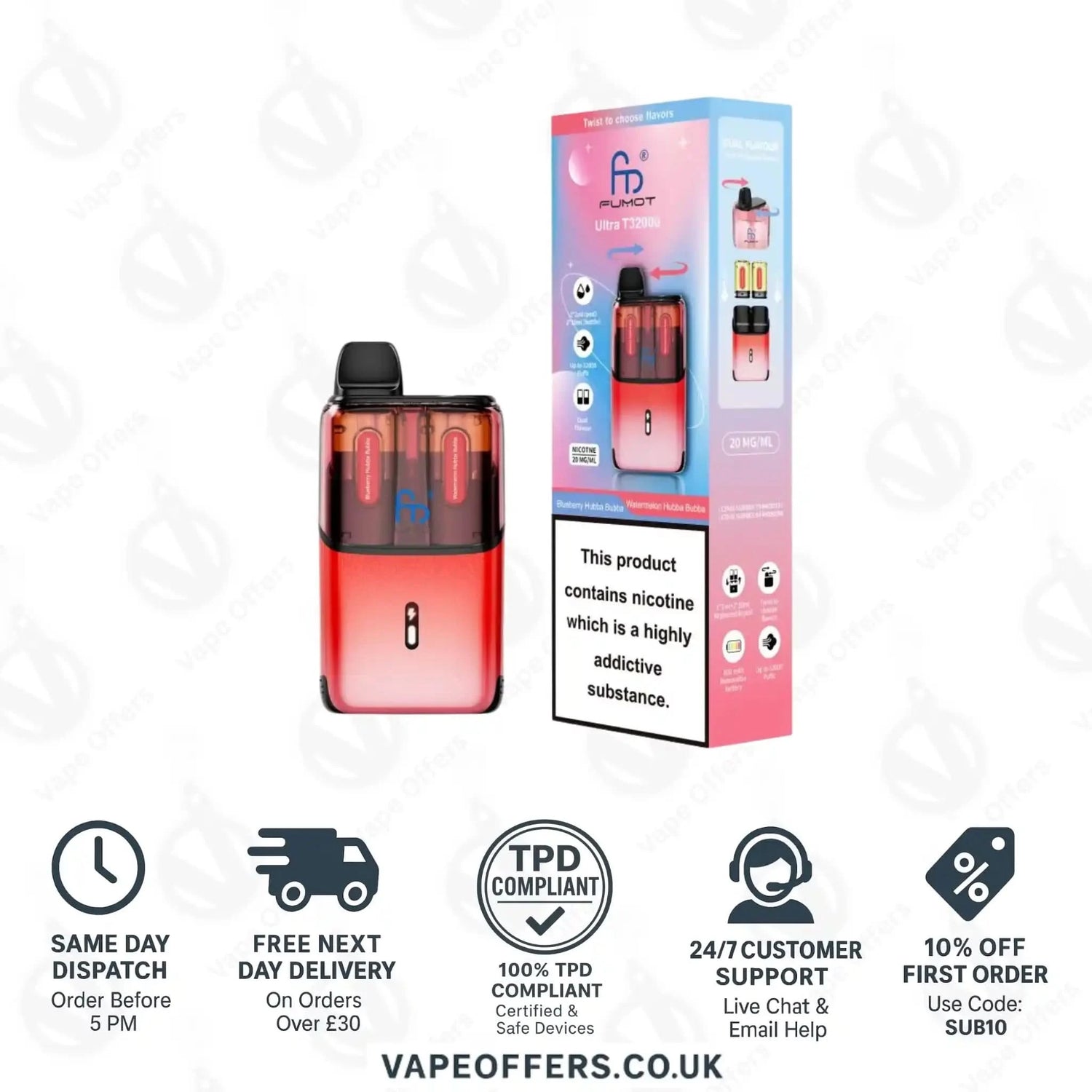 RandM Fumot Ultra T32K Puffs Prefilled Pod Kit Blueberry Hubba Bubba 