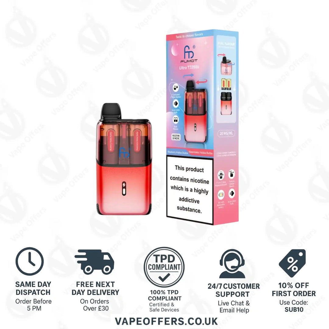 RandM Fumot Ultra T32K Puffs Prefilled Pod Kit Blueberry Hubba Bubba
