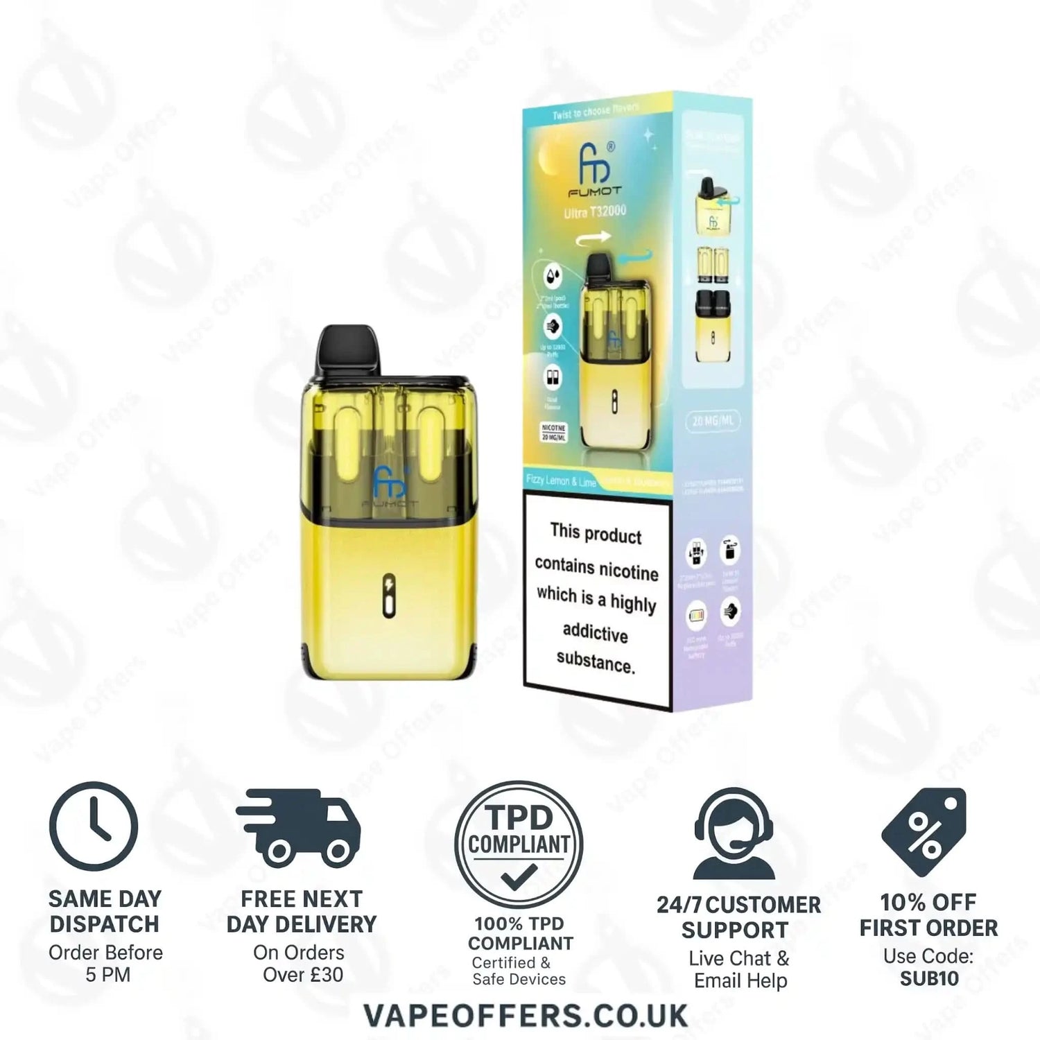 RandM Fumot Ultra T32K Puffs Prefilled Pod Kit Fizzy Lemon Lime 