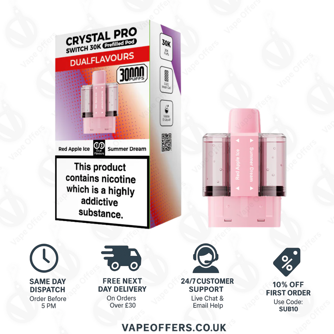 Crystal Pro Switch 30k Prefilled | Replacement Pods | 5 for £35