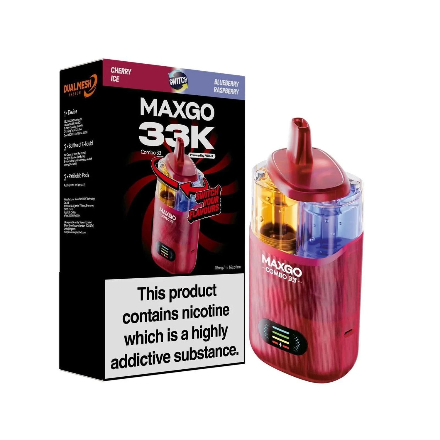 Relax Maxgo Combo 33K Prefilled Pod Kit | Dual Flavour 