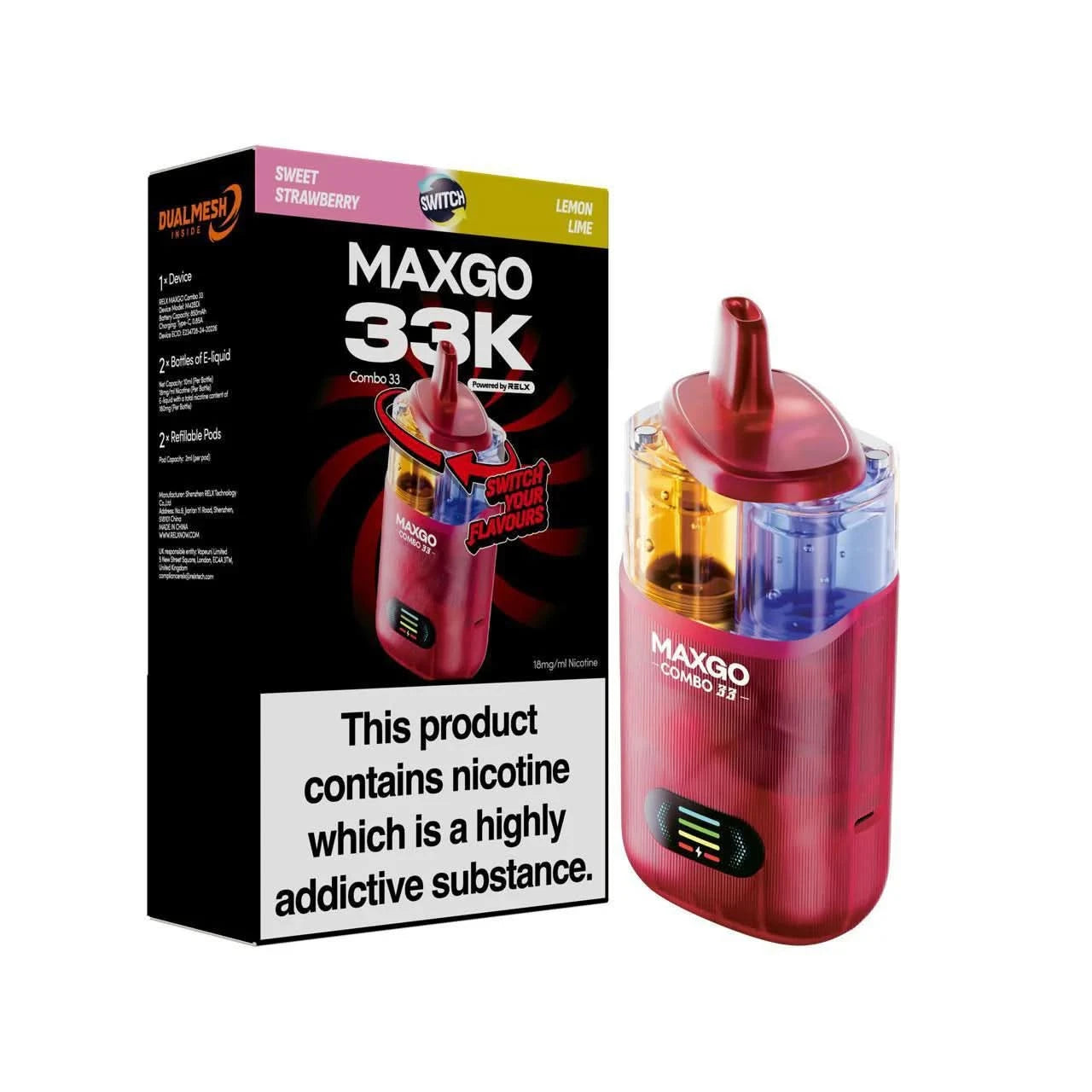 Relax Maxgo Combo 33K Prefilled Pod Kit - Sweet Strawberry & Lemon Lime 