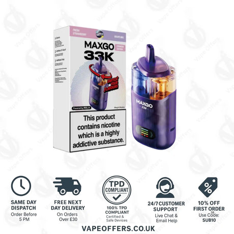 Relax Maxgo Combo 33K Prefilled Pod Kit Fresh Strawberry and Grape BBG