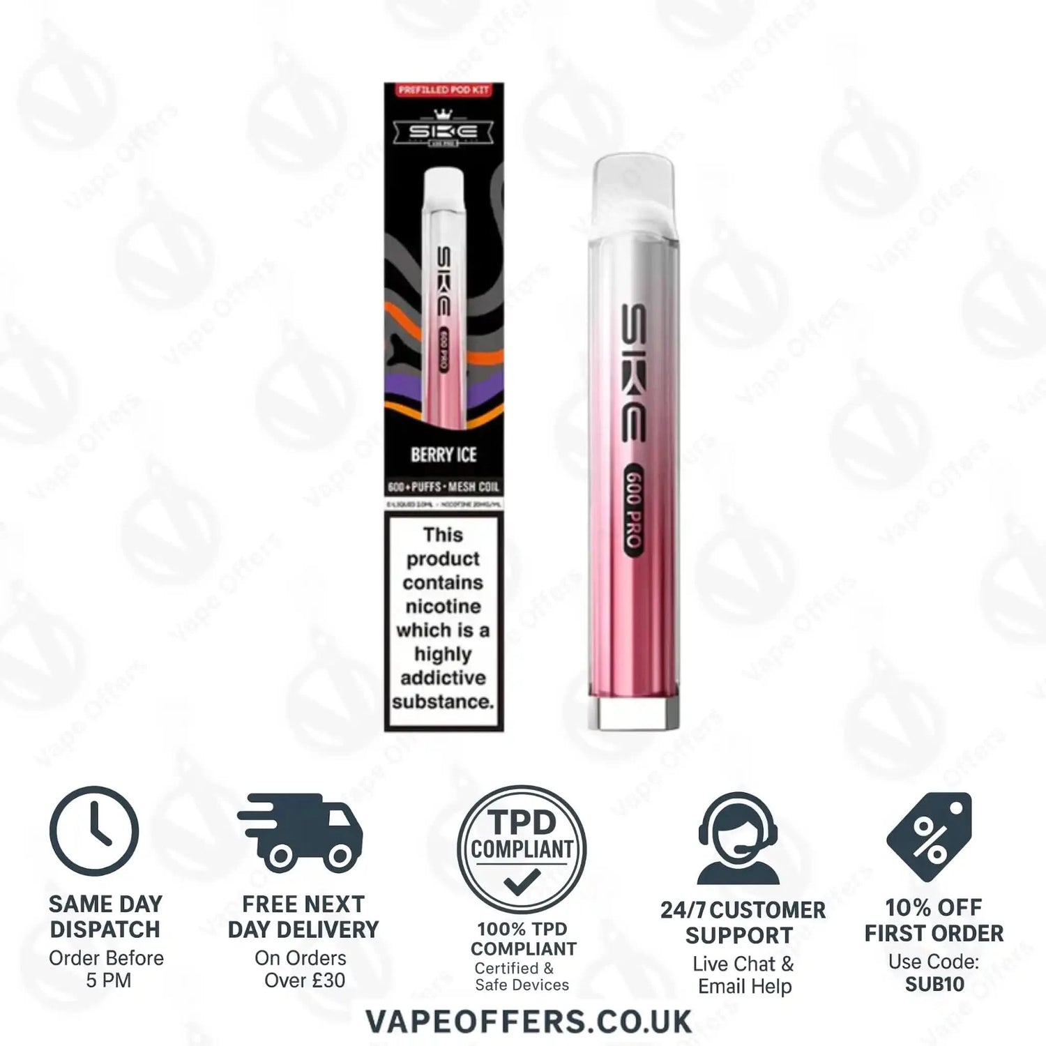 SKE 600 Pro Prefilled Pod Vape Kit Berry Ice 