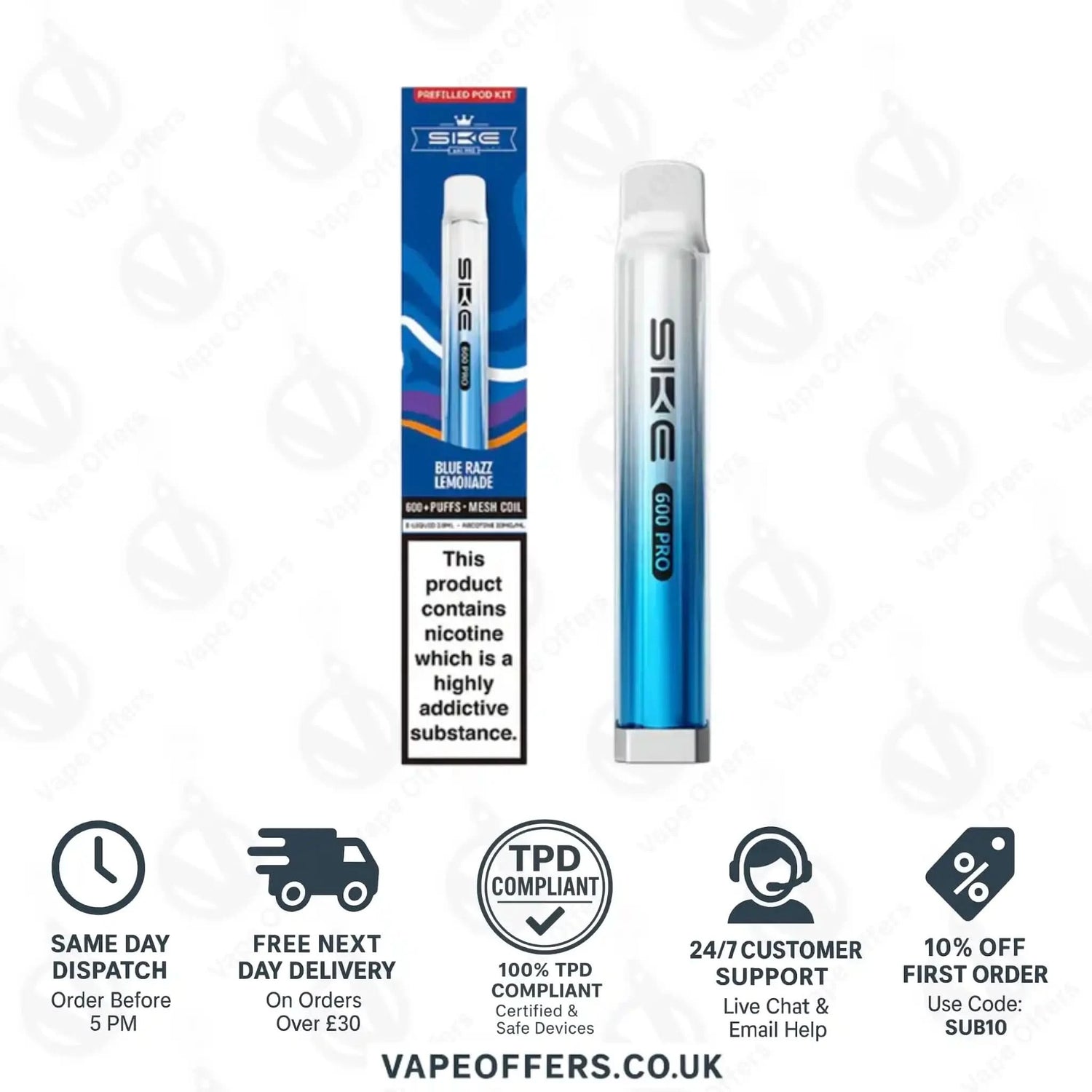 SKE 600 Pro Prefilled Pod Vape Kit Blue Razz Lemonade 