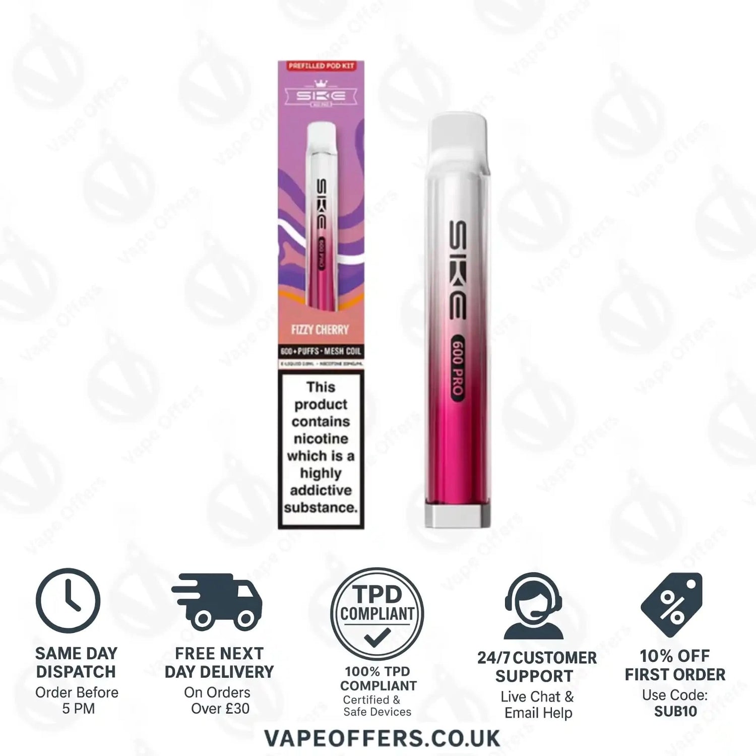 SKE 600 Pro Prefilled Pod Vape Kit Fizzy Cherry 