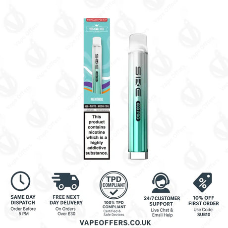 SKE 600 Pro Prefilled Pod Vape Kit Menthol