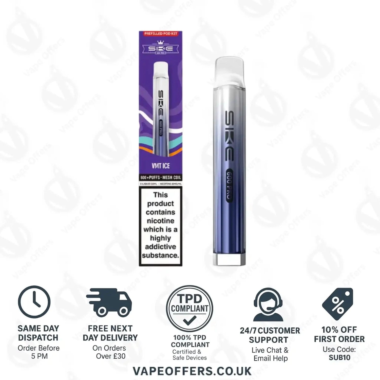 SKE 600 Pro Prefilled Pod Vape Kit VMT Ice 