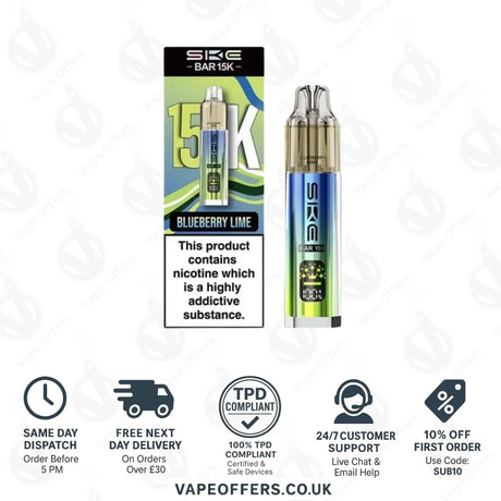 SKE Bar 15K Blueberry Lime Prefilled Pod Kit