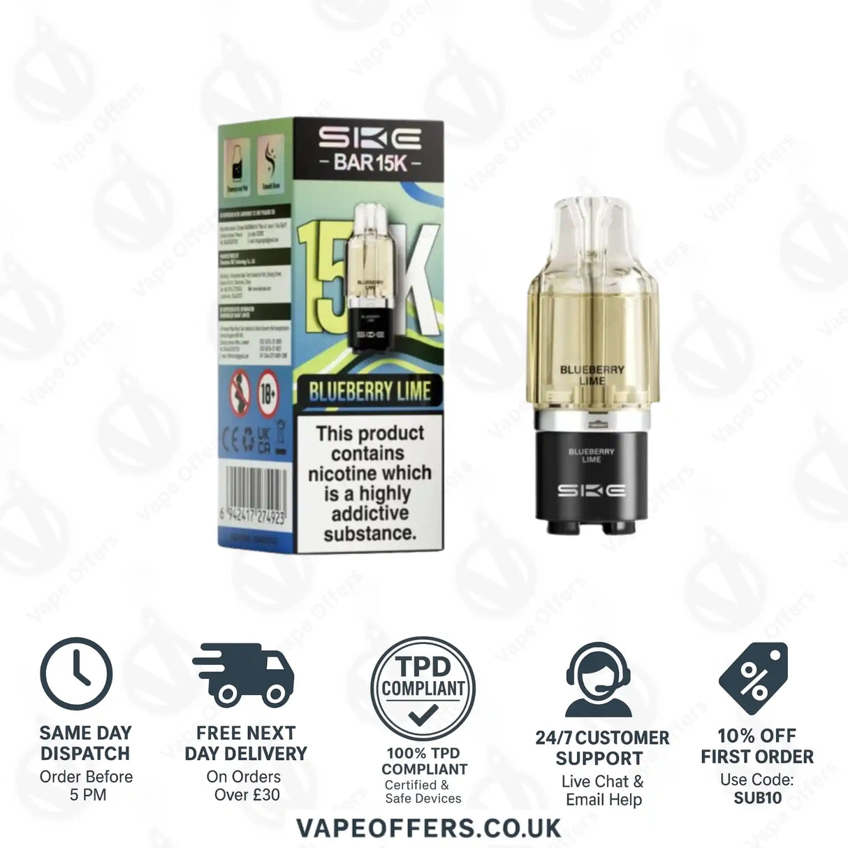 SKE Bar 15K Blueberry Lime Refill Pods