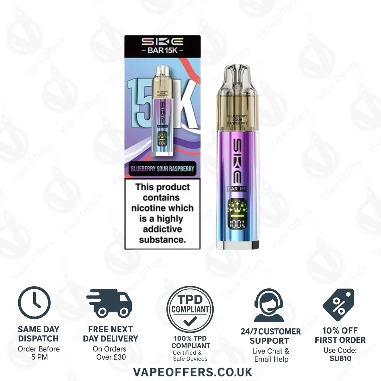 SKE Bar 15K Blueberry Sour Raspberry Prefilled Pod Kit