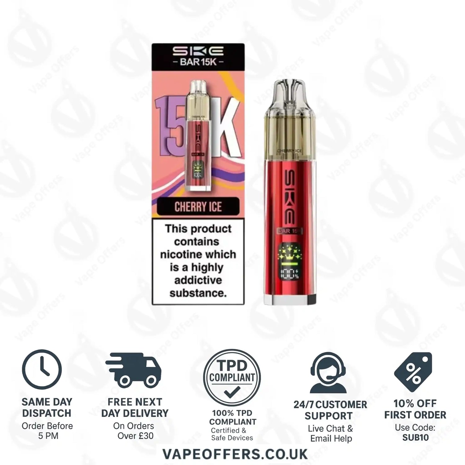 SKE Bar 15K Cherry Ice Prefilled Pod Kit 