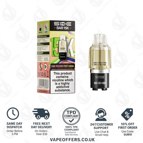 SKE Bar 15K Kiwi Passion Fruit Guava Refill Pods