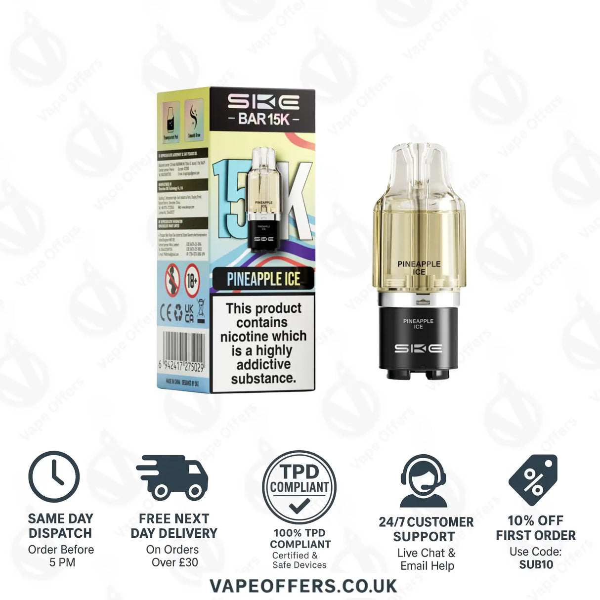 SKE Bar 15K Pineapple Ice Refill Pods