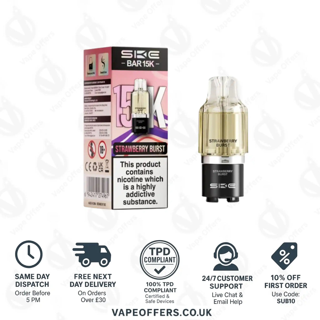 SKE Bar 15K Strawberry Burst Refill Pods