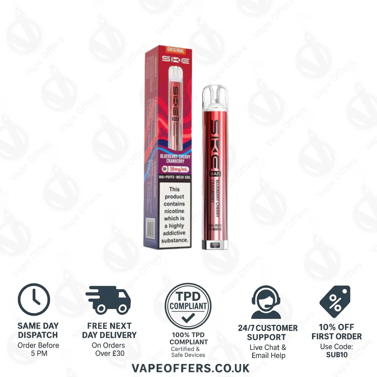 SKE Bar 600 Prefilled Pod Kit Blueberry Cherry Cranberry