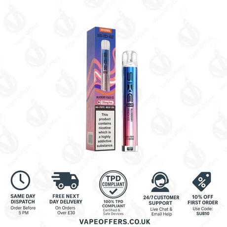 SKE Bar 600 Prefilled Pod Kit Blueberry Peach Ice