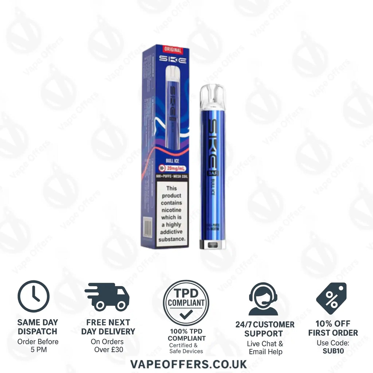 SKE Bar 600 Prefilled Pod Kit Bull Ice