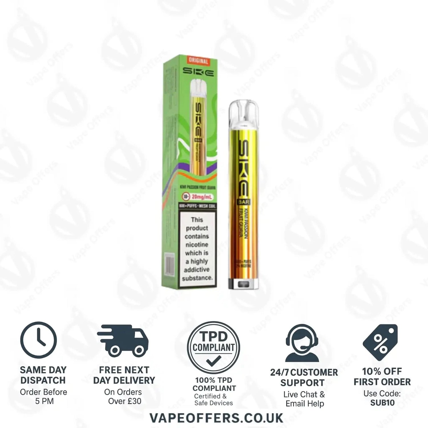 SKE Bar 600 Prefilled Pod Kit Kiwi Passion Fruit Guava 