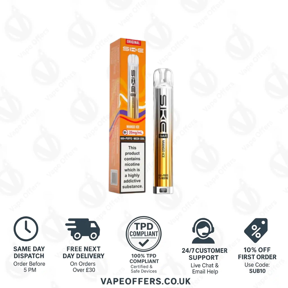 SKE Bar 600 Prefilled Pod Kit Mango Ice