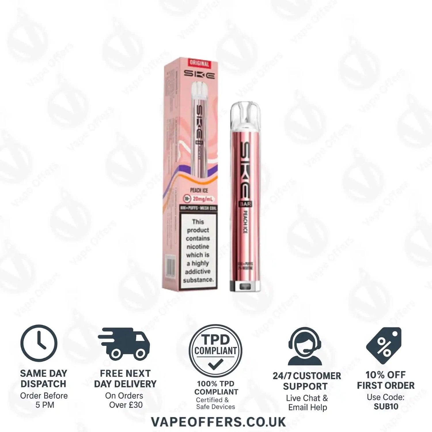 SKE Bar 600 Prefilled Pod Kit Peach Ice 