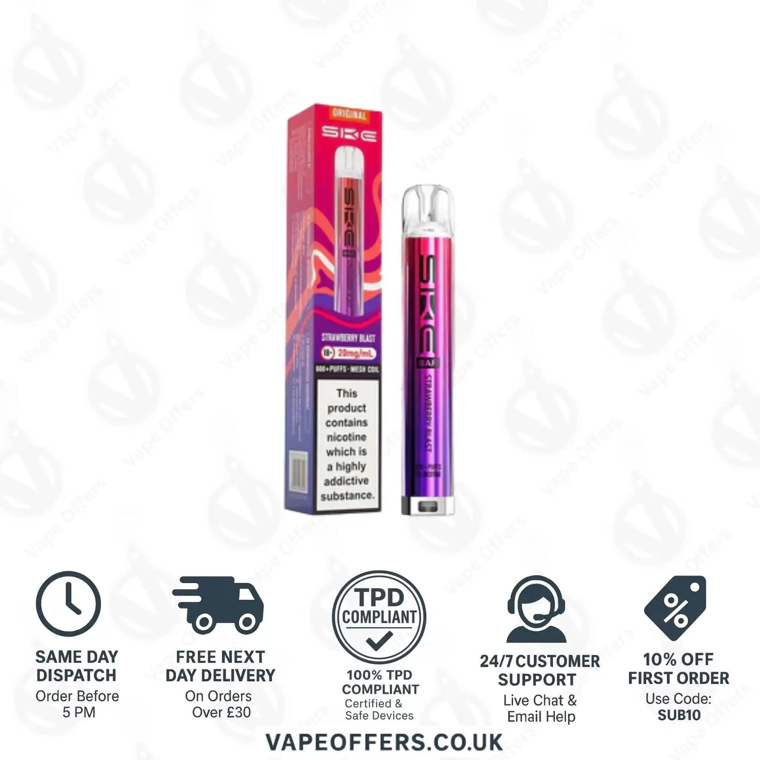 SKE Bar 600 Prefilled Pod Kit Strawberry Blast 