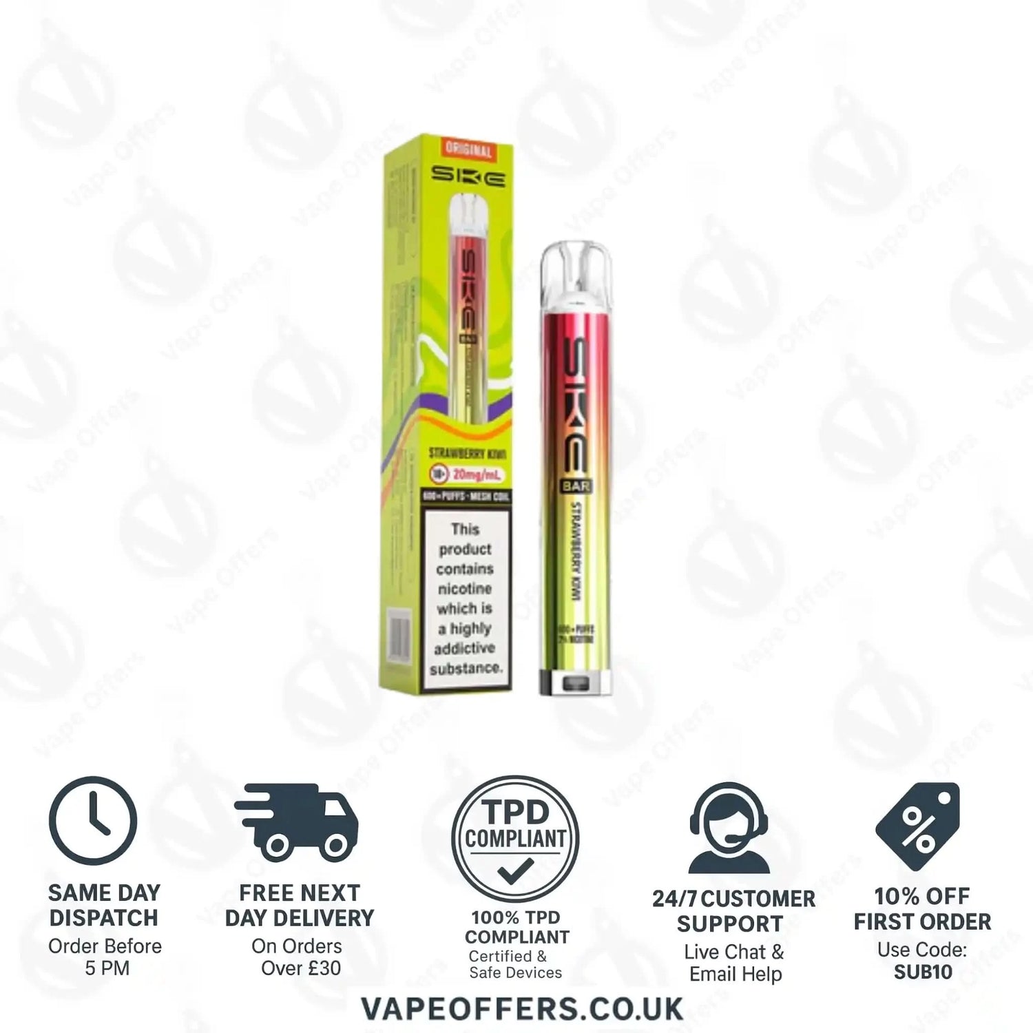 SKE Bar 600 Prefilled Pod Kit Strawberry Kiwi 