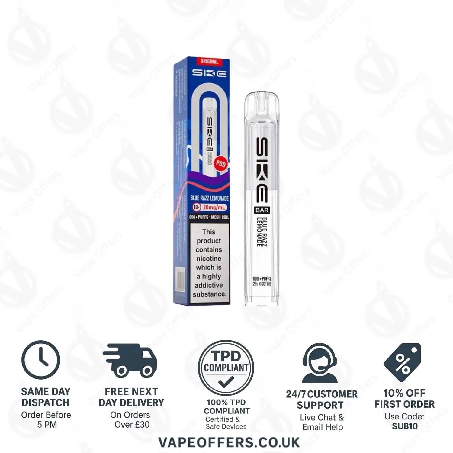 SKE Bar 600 Prefilled Pods Blue Razz Lemonade 