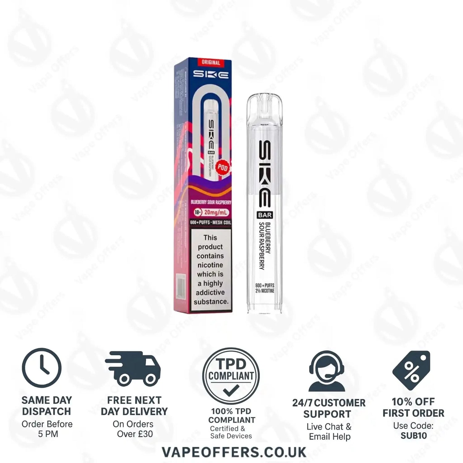 SKE Bar 600 Prefilled Pods Blueberry Sour Raspberry 