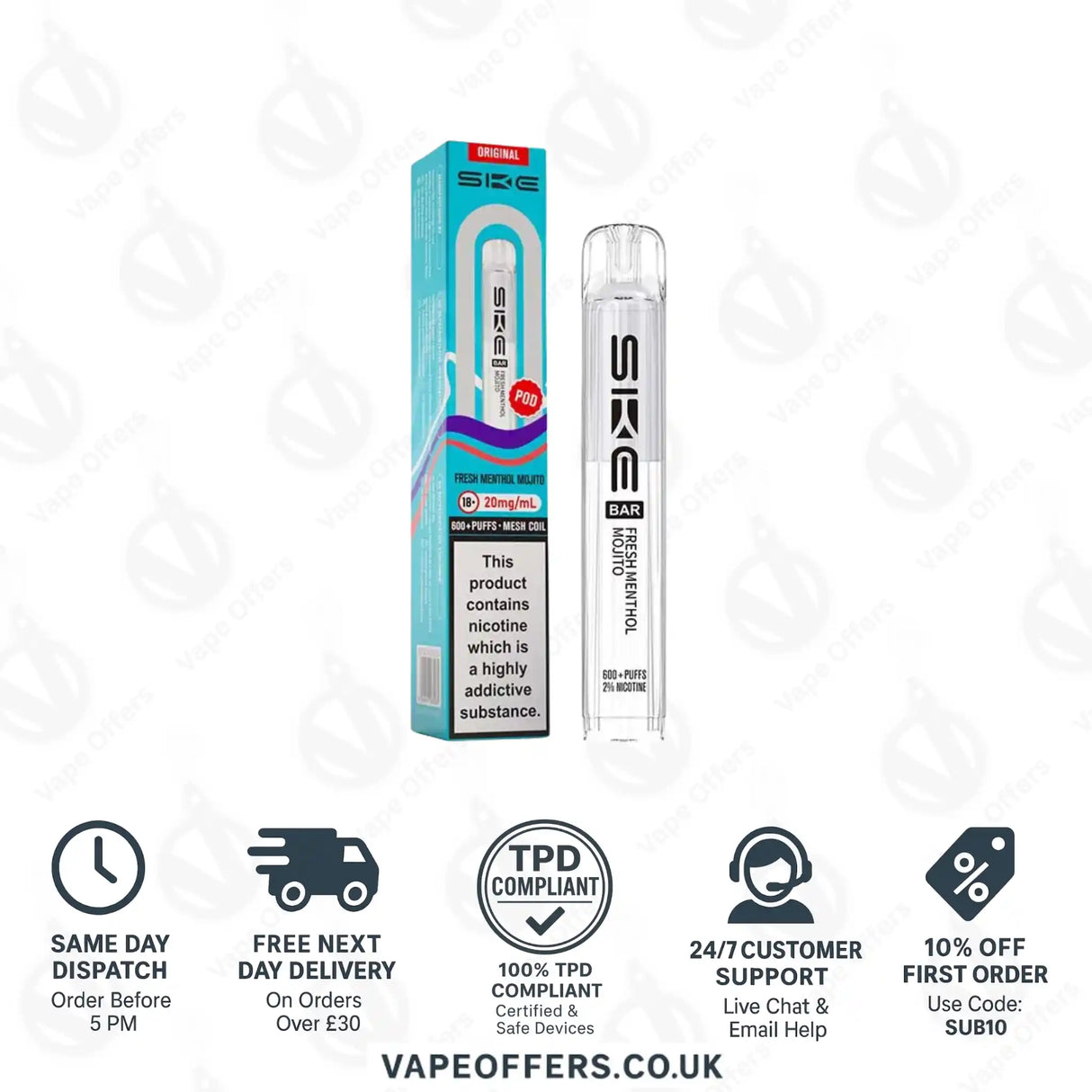 SKE Bar 600 Prefilled Pods Fresh Menthol Mojito