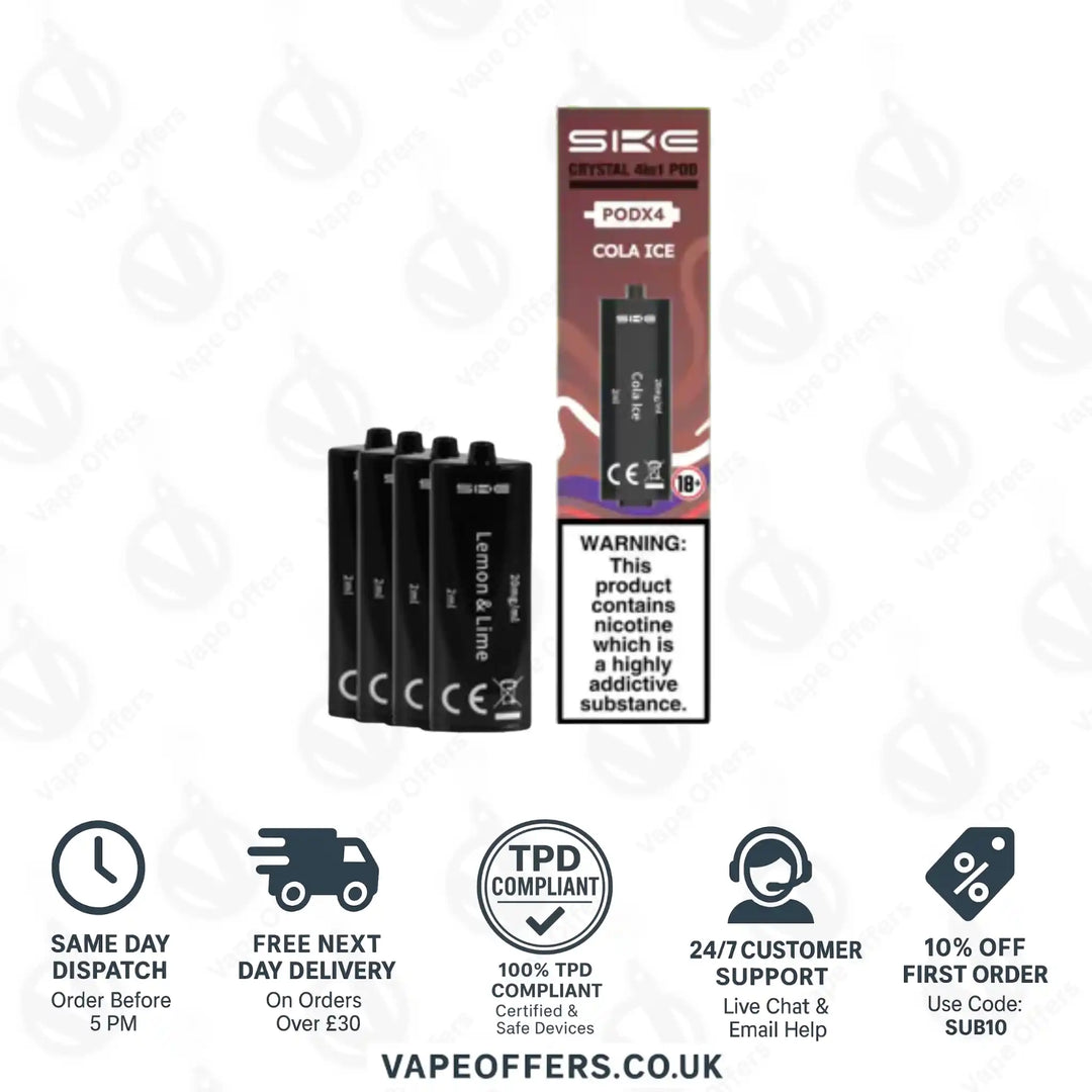 SKE Crystal 2400 4 in 1 Replacement Pods Cola Ice