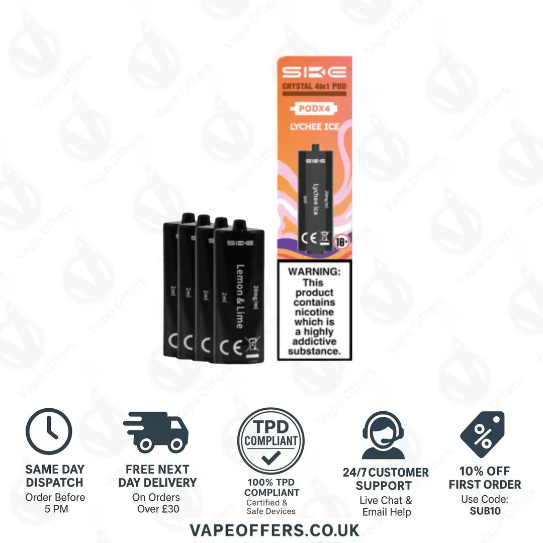 SKE Crystal 2400 4 in 1 Replacement Pods Lychee Ice
