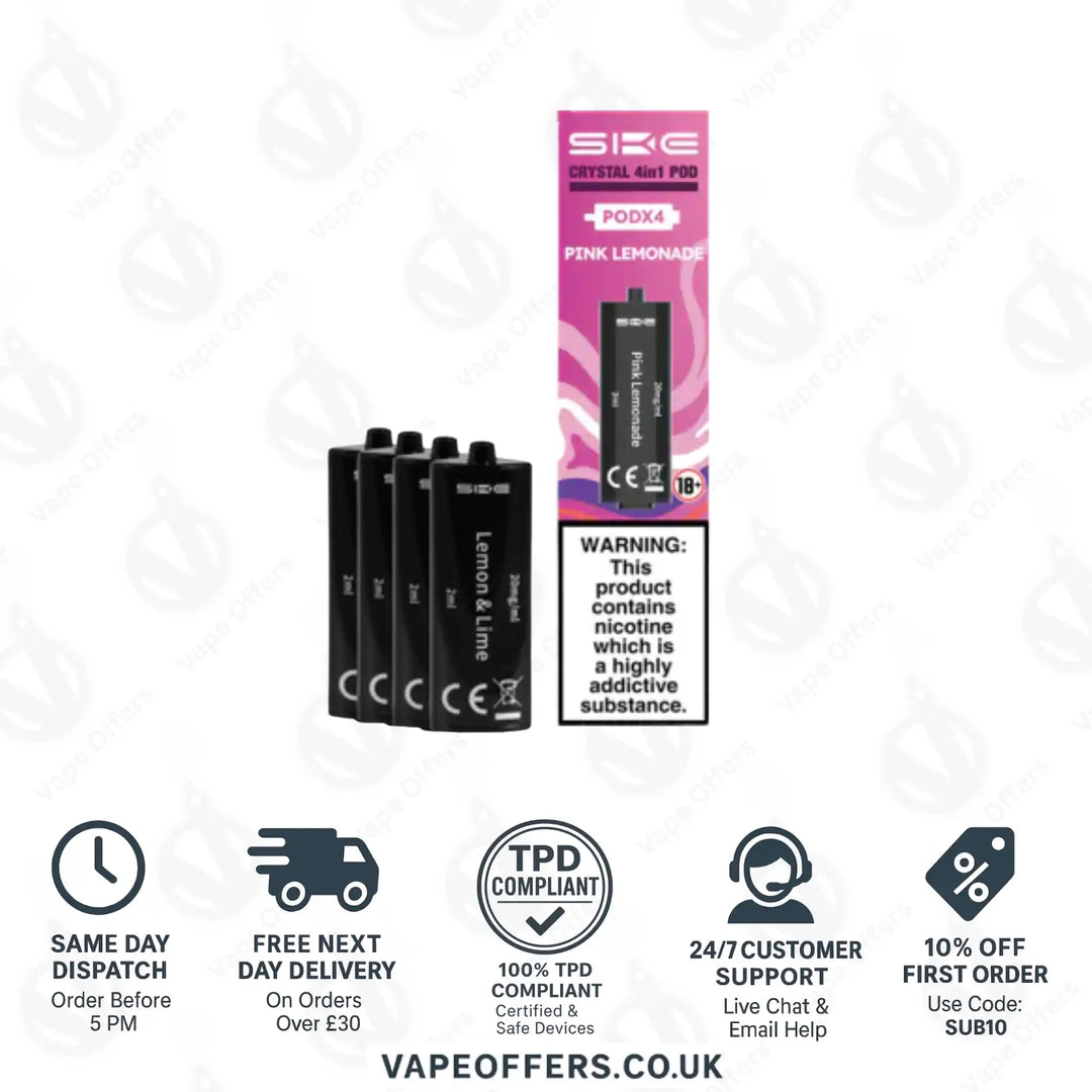 SKE Crystal 2400 4 in 1 Replacement Pods Pink Lemonade