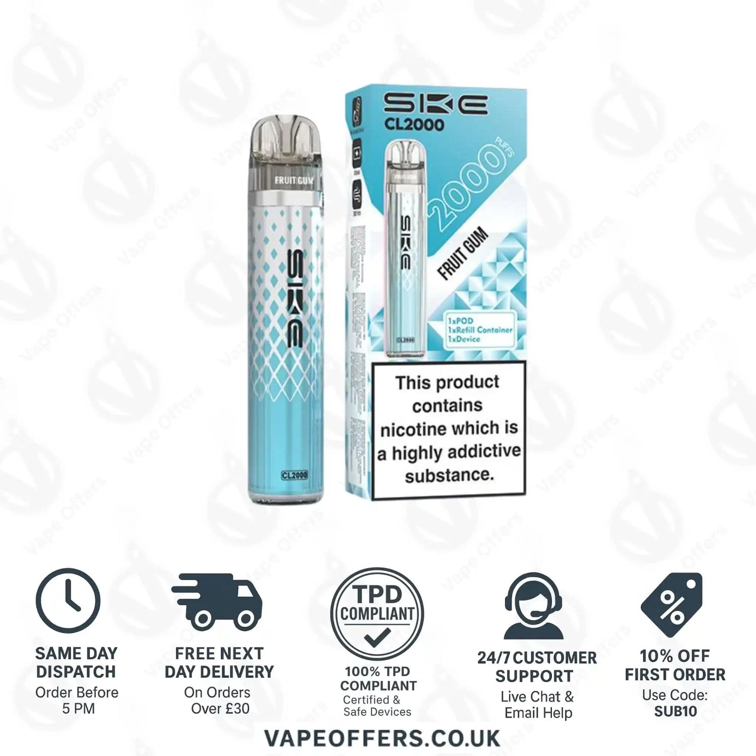 SKE Crystal CL2000 Prefilled Pod Kit Fruit Gum 