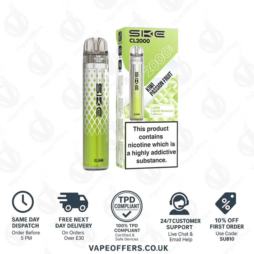 SKE Crystal CL2000 Prefilled Pod Kit Kiwi Passion Fruit