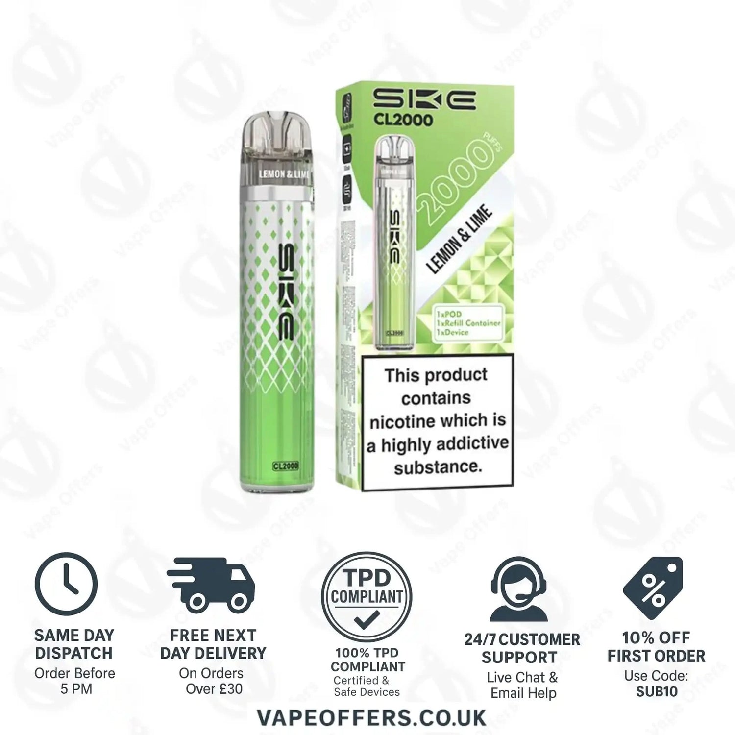 SKE Crystal CL2000 Prefilled Pod Kit Lemon & Lime 