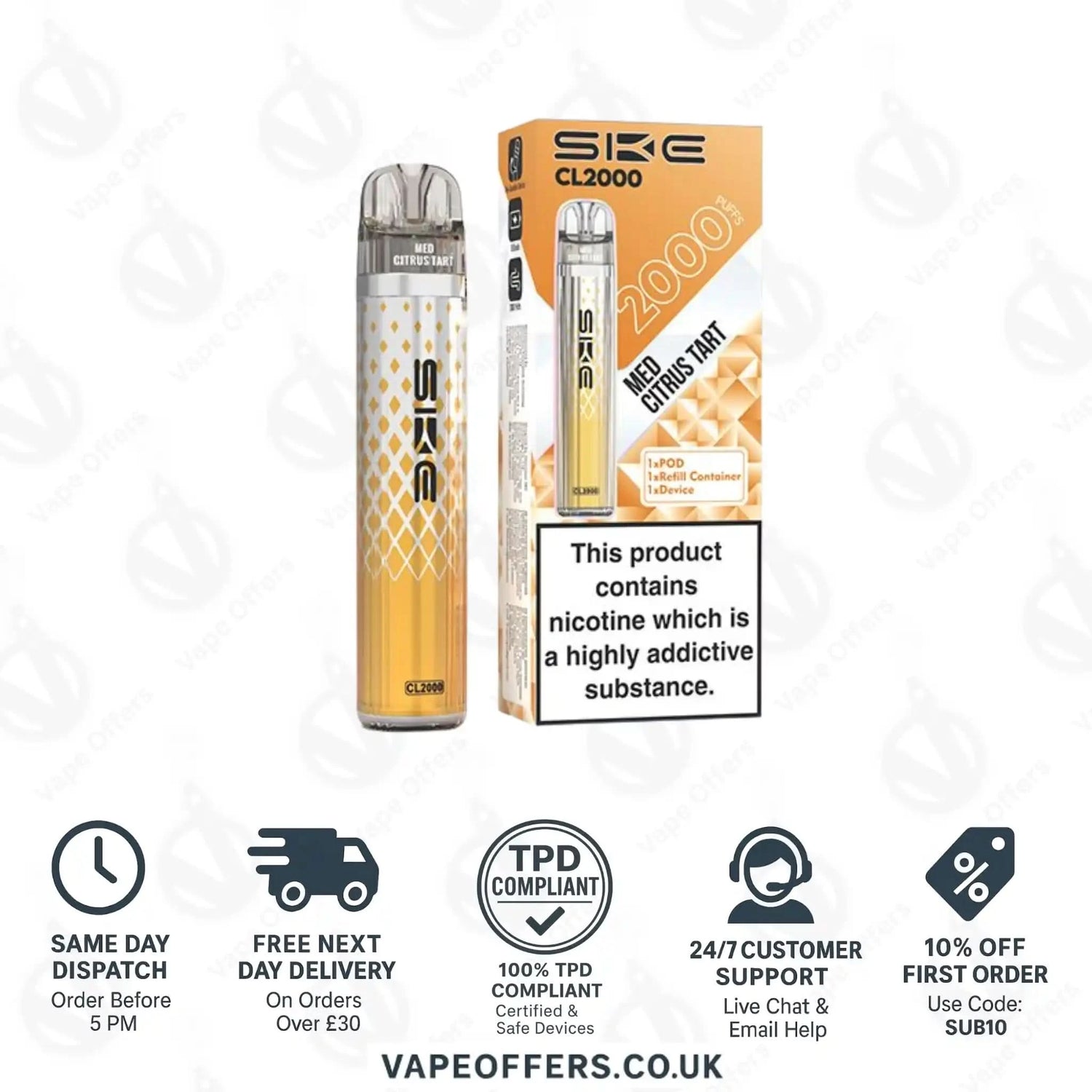 SKE Crystal CL2000 Prefilled Pod Kit Med Citrus Tart 